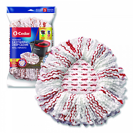 EZWring Deep Clean Refill, Microfiber, Custom size for EZ Wring Mop System, Red/White (170500EA)