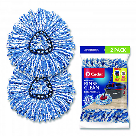 Rinse Clean Refill, Microfiber, Custom Size for Rinse Clean Mop System, Blue/White, 2/Pack, 6 Packs/Carton (172092CT)