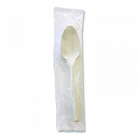 Heavyweight Wrapped Polystyrene Cutlery, Spoon, Plastic, White, 1,000/Carton (SPOONWHPS)