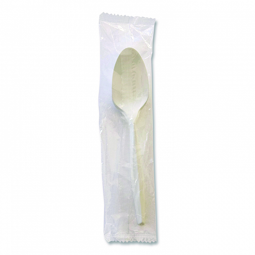 Heavyweight Wrapped Polystyrene Cutlery, Spoon, Plastic, White, 1,000/Carton (SPOONWHPS)