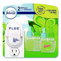 PLUG Air Freshener Warmer Starter Kit, Clear/White, with (2) Gain Original Refills (4166)