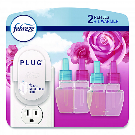Air Freshener Warmer Starter Kit, Clear/White, with (2) Downy April Fresh Refills (4174)