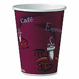 Paper Hot Drink Cups in Bistro Design, 12 oz, Maroon, 300/Carton (OF12BI0041)