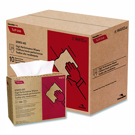 Tuff-Job S600 High Performance Wipers, 9 3/4 x 16 3/4, 126/Box, 10 Box/Carton (W610)