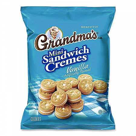 Mini Vanilla Creme Sandwich Cookies, 2.12 oz Packet, 60/Carton (FRI45096)