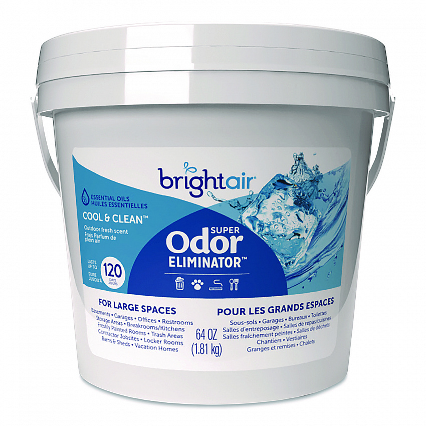 Super Odor Eliminator Gel for Large Spaces, Cool and Clean, 64 oz Tub (901129)