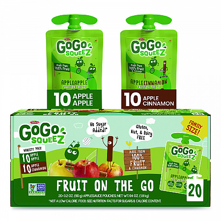 Fruit on the Go, (10) Apple/(10) Apple Cinnamon, 3.2 oz Pouch, 20/Box (24331019)