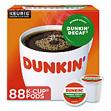 K-Cups, Dunkin' Decaf, 0.37 oz, 22/Box, 4 Boxes/Carton (400846)