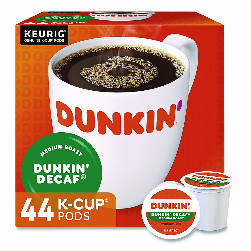 K-Cup Pods, Dunkin' Decaf, 44/Box (24306977)