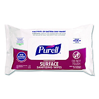 Foodservice Surface Sanitizing Wipes, 1-Ply, 7.4 x 9, Fragrance Free, White, 72 Wipes/Resealable Pack (937112)