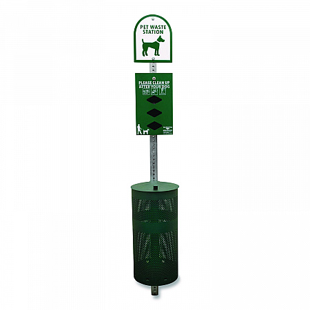 Dog Waste Station, 12 gal, Open Top, Green/White (28000)
