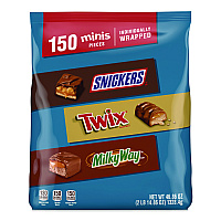Minis Variety Pack, Assorted, 46.86 oz Bag, 150 Pieces (MMM59799)