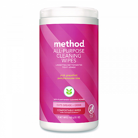 All Purpose Cleaning Wipes, 1 Ply, Pink Grapefruit, White, 70/Pack (365347)