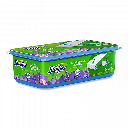 Sweeper TRAP + LOCK Wet Mop Cloth, 8 x 10, White, Lavender Scent, 24/Pack (15846)