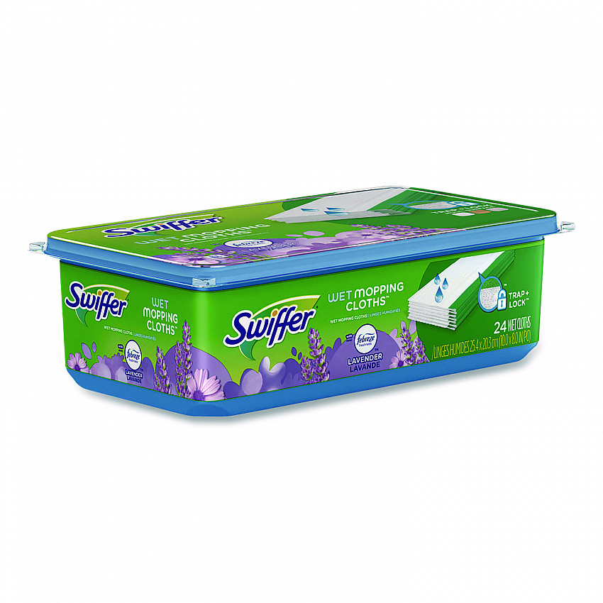 Sweeper TRAP + LOCK Wet Mop Cloth, 8 x 10, White, Lavender Scent, 24/Pack (15846)