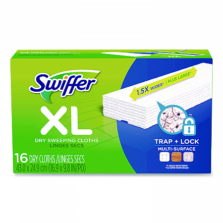 Sweeper XL Dry Refill Cloths, 16.9 x 9.8, White, 16/Box (33903)
