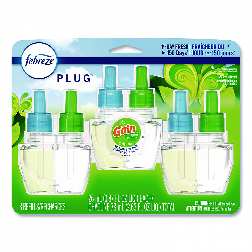 PLUG Air Freshener Refills, Gain Original, 0.87 oz, 3/Pack (54341EA)