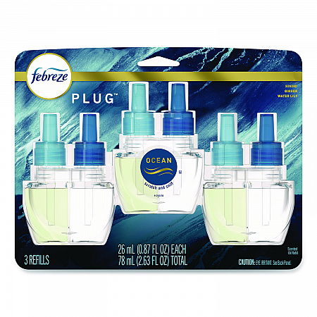 PLUG Air Freshener Refills, Ocean, 0.87 oz, 3/Pack (71932)