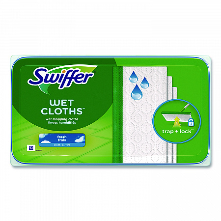 Wet Refill Cloths, 10 x 8, Fresh Scent, White, 24/Box (82856BX)