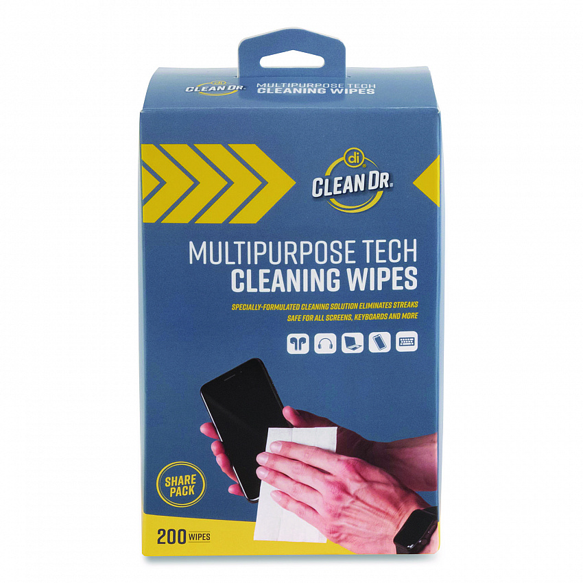 ScreenDr Multipurpose Tech Cleaning Wipes, 7 x 4, Unscented, White, 200/Pack (32694)