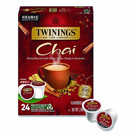 Tea K-Cups, Chai, 0.12 oz, 24/Box (TNA09954)