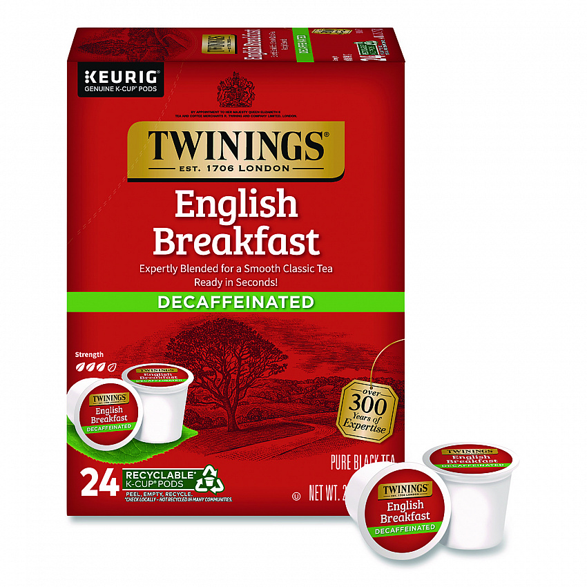 Tea K-Cups, English Breakfast Decaf, 0.11 oz, 24/Box (TNA85784)