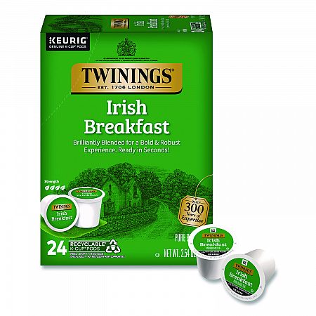 Tea K-Cups, Irish Breakfast, 0.11 oz, 24/Box (TNA87303)
