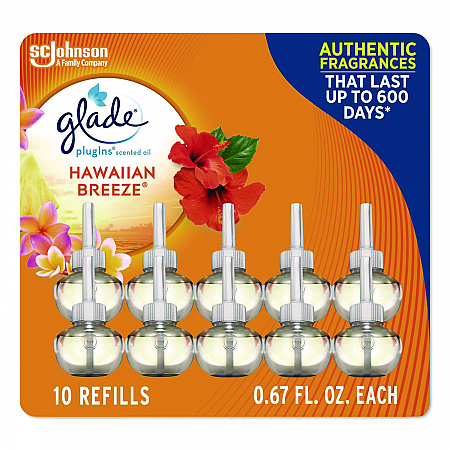Plugin Scented Oil Refill, Hawaiian Breeze, 0.67 oz, 10/Pack (353728)