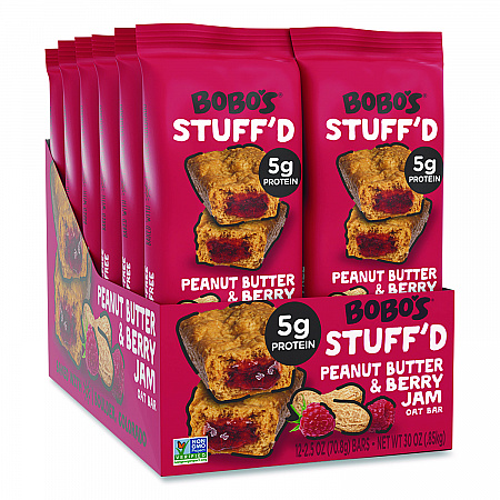 Stuff'd Gluten-Free Peanut Butter and Berry Jam Oat Bar, 2.5 oz Bar, 12/Box (00103)