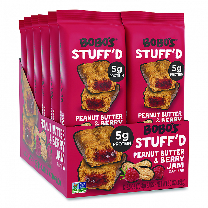 Stuff'd Gluten-Free Peanut Butter and Berry Jam Oat Bar, 2.5 oz Bar, 12/Box (00103)