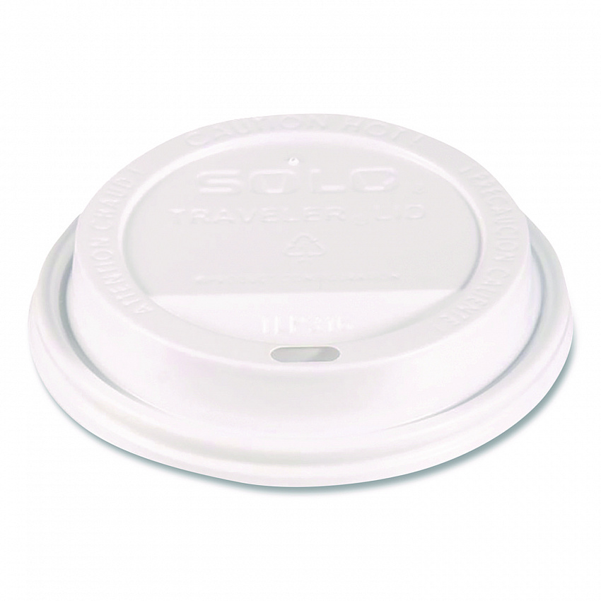 Traveler Hot Cup Lids, Fits 12 oz to 16 oz Hot Cups, Plastic, White, 100/Pack (896404)
