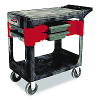 Two-Shelf Trades Cart, Plastic, 2 Shelves, 2 Drawers, 330 lb Capacity, 19.25" x 38" x 33.38", Black (618000BLA)