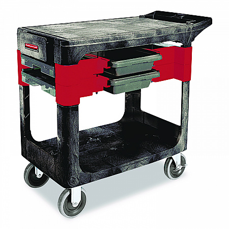 Two-Shelf Trades Cart, Plastic, 2 Shelves, 2 Drawers, 330 lb Capacity, 19.25