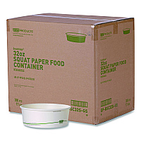 GreenStripe Paper Food Containers, 32 oz, 7.28" dia x 2.48", White, 300/Carton (EPBSC32SGS)
