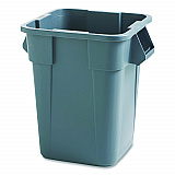 Square Brute Container, 40 gal, Polyethylene, Gray (353600GY)