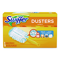 Dusters Starter Kit, Dust Lock Fiber, 6" Handle with Five Refill Dusters, Blue/Yellow (11804KT)