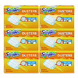 Dusters Starter Kit, Dust Lock Fiber, 6" Handle with Five Refill Dusters, Blue/Yellow, 6/Carton (11804CT)