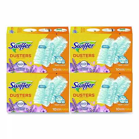Dusters Refill, DustLock Fiber, Lavender Vanilla Scent, Light Blue, 10/Box, 4 Boxes/Carton (21461CT)