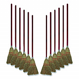 Corn Fiber Lobby/Toy Broom, Corn Fiber Bristles, 39" Overall Length, Red, 12/Carton (951TCT)