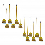 Poly Bristle Angler Broom, 53" Length, Yellow, 12/Carton (932M)