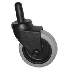 Rubbermaid Commercial Replacement Swivel Bayonet Casters, 3" Wheel, Thermoplastic Rubber, Black (FG7570L20000)