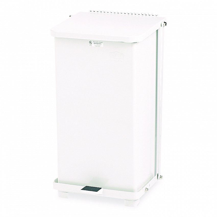 Defenders Heavy-Duty Steel Step Can, 6.5 gal, Steel, White (ST12EPLWH)