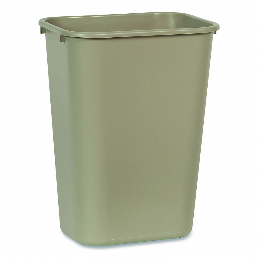 Deskside Plastic Wastebasket, 10.25 gal, Plastic, Beige (295700BG)