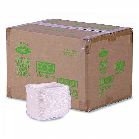 WorldView Vanguard Rectangular Container, 12 oz, 7 x 4.75 x 1, Sugarcane Fiber, White, 400/Carton (EPSCRC12NFA)