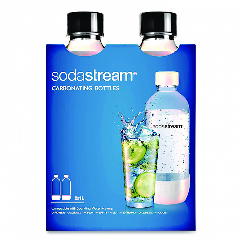 Carbonating Bottle Twin Pack, Plastic, 33 oz, Clear/Black (1042221010)