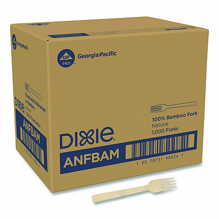 Bamboo Cutlery, Mediumweight Fork, Paper, Light Golden, 100/Pack, 10 Packs/Carton (ANFBAM)