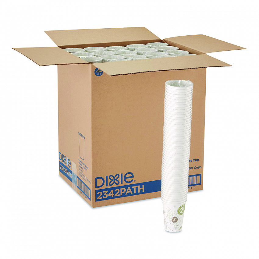 Pathways Paper Hot Cups, 12 oz, White/Brown, 50/Sleeve, 20 Sleeves/Carton (2342PATH)
