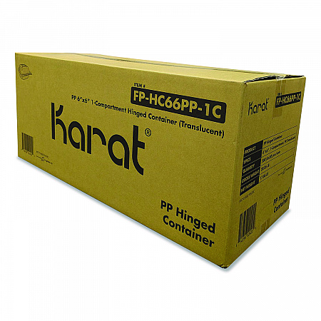 Polypropylene Plastic Hinged Container, 6 x 6 x 3.3, Clear, Plastic, 50/Pack, 6 Packs/Carton (FPHC66PP1C)
