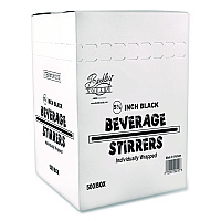 Wrapped Polypropylene Stirrers, 5.5", Black, 500/Box (BEP90209)