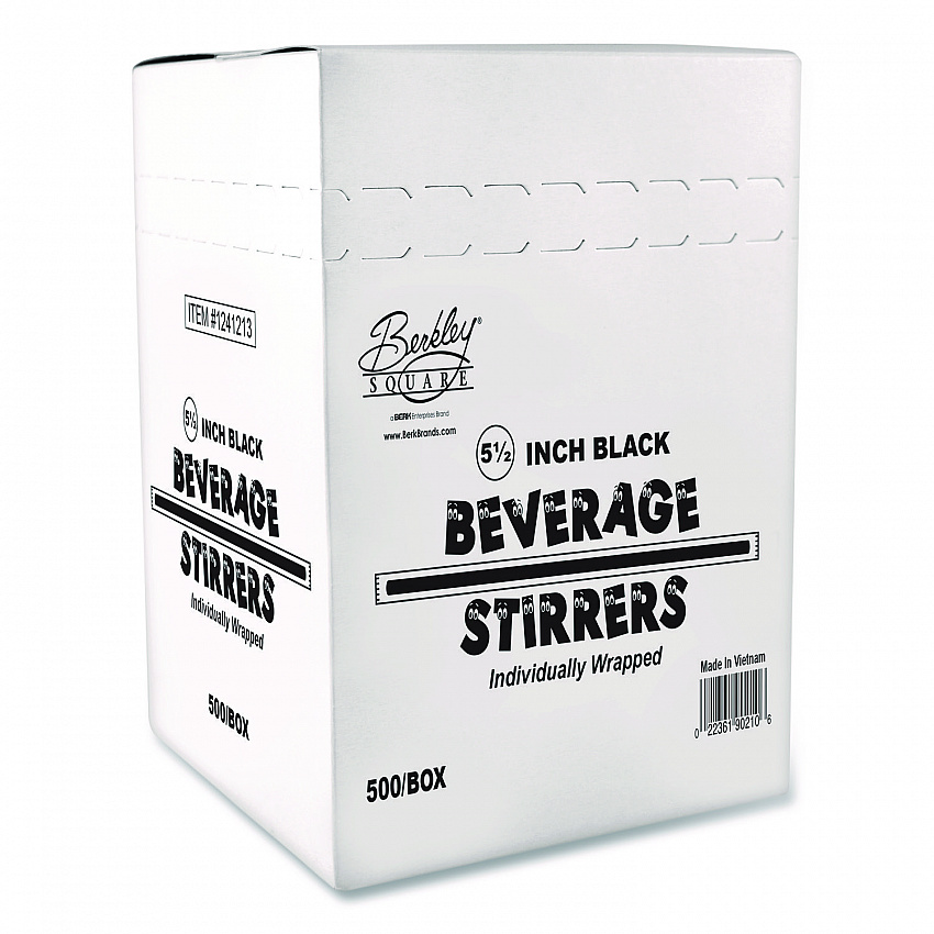 Wrapped Polypropylene Stirrers, 5.5", Black, 500/Box (BEP90209)